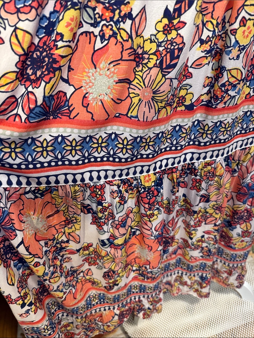 Angie Floral Boho Maxi Dress Twist Front Keyhole Smocked Back Size Small - Picture 4 of 12